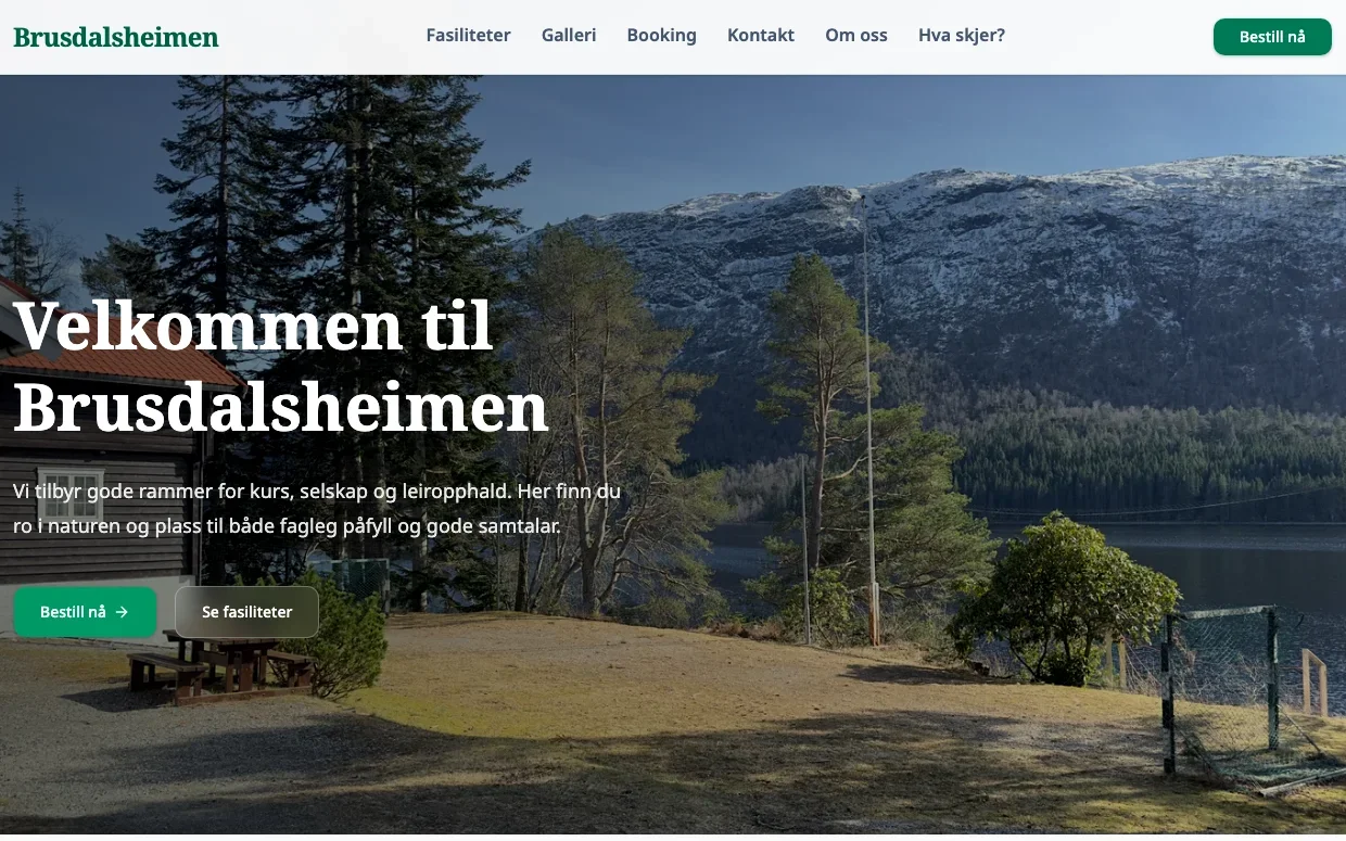 Skjermbilde av Brusdalsheimen nettside