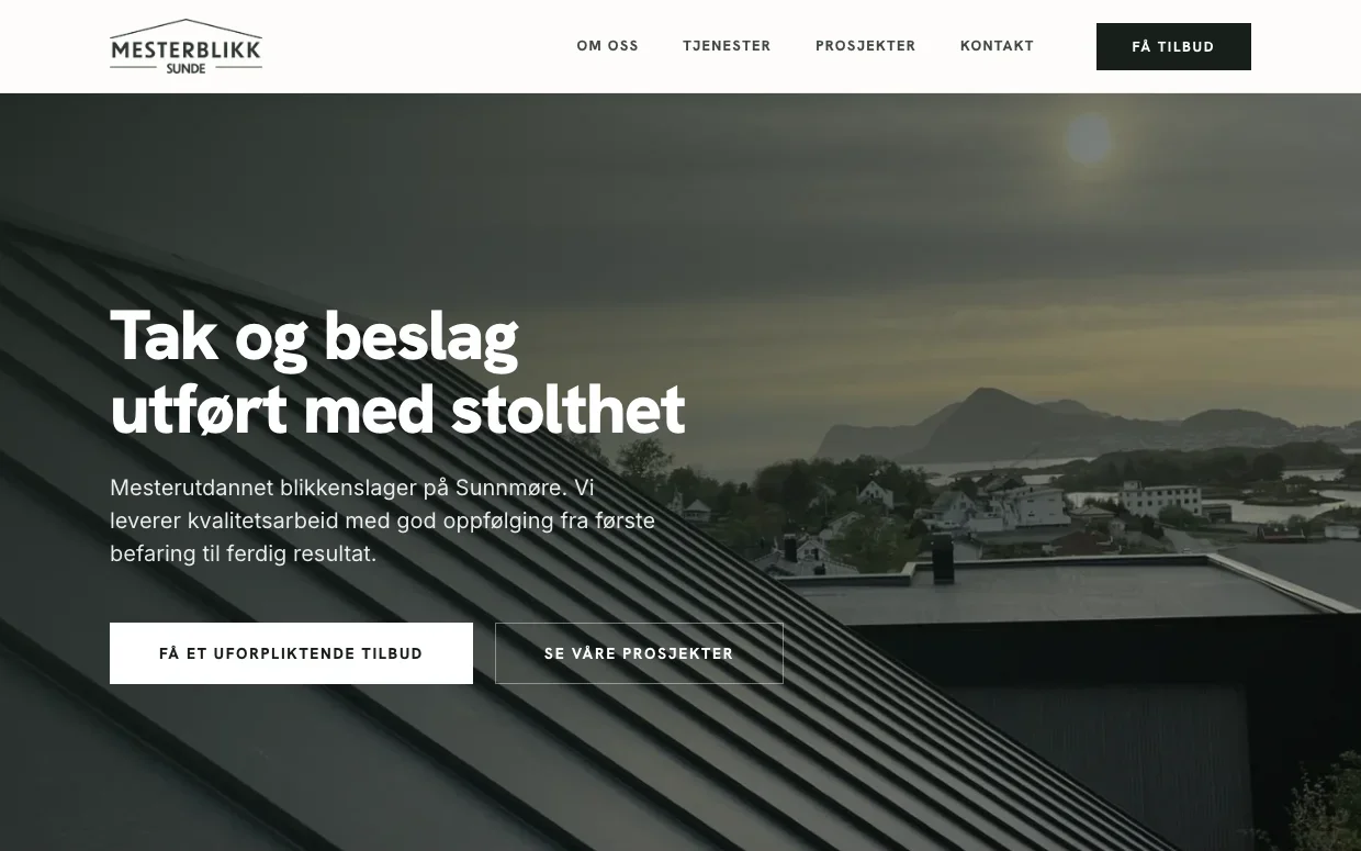 Skjermbilde av Mesterblikk Sunde nettside